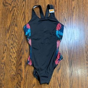Decathlon Black Suitsuit with Floral Sides